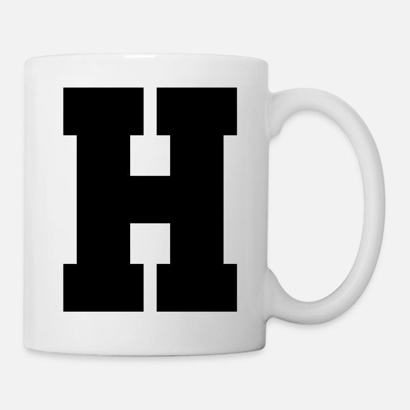 H - majuscule simple, gras et serif - Mug blanc - blanc