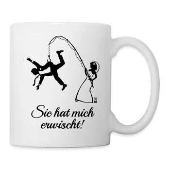 Sie Hat Mich Erwischt! (Junggesellenabschied JGA) - Tasse - Weiß - Rechts