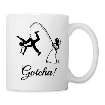 Gotcha! (Braut Angelt Ehemann / JGA) - Tasse - Weiß - Rechts