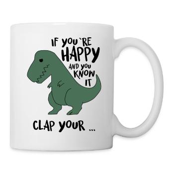 Trex Dino comic lustig witzig Geschenk Mann Frau - Tasse - Weiß - Rechts