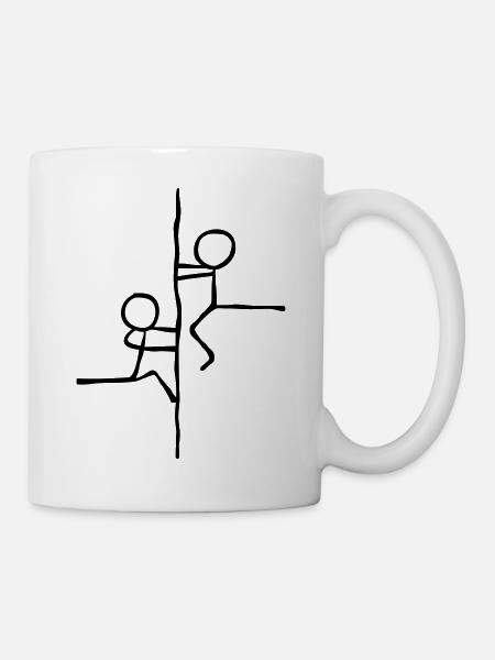 Strichmännchen klettern am Seil - Tasse - Weiß