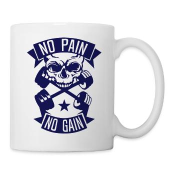 no pain gain citation tete mort haltere - Mug blanc - blanc - Droite