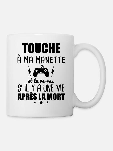 Touche a ma manette, console, geek, gaming, nerd - Mug blanc - blanc