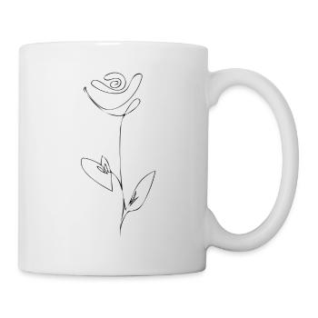 Blume - Line Art - One line drawing - Tasse - Weiß - Rechts