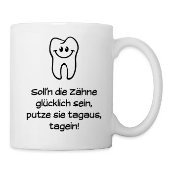 Zähneputzen / Zähne Putzen (Spruch, Reim, Lustig) - Tasse - Weiß - Rechts