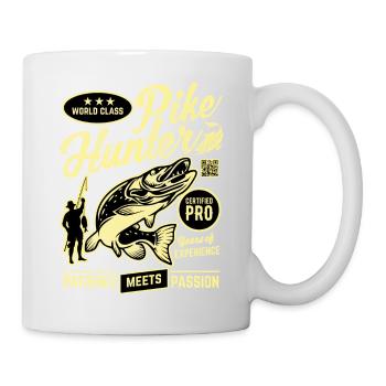 Angler Motiv World Class Pike Hunter, Sepia - Tasse - Weiß - Rechts