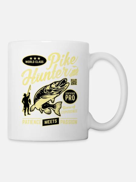 Angler Motif Chasseur de brochet de classe mondiale, Sépia - Mug blanc - blanc