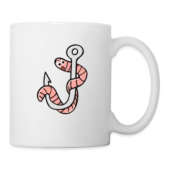Hameçon avec un ver - Mug blanc - blanc - Droite