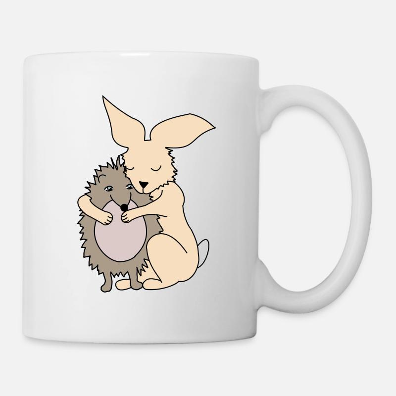Hase und Igel, Umarmung, Liebe - Tasse - Weiß