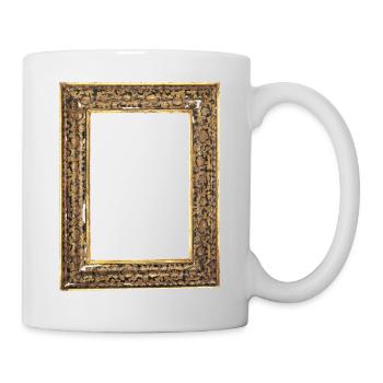🖼️ Schwarz goldener Bilderrahmen - Tasse - Weiß - Rechts
