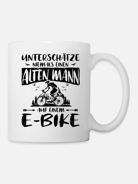 Mann E Bike E-Bike Radfahrer - Tasse - Weiß