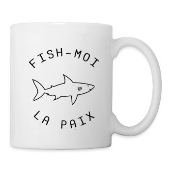 Fish moi la paix cadeau anniversaire humour requin - Mug blanc - blanc - Droite