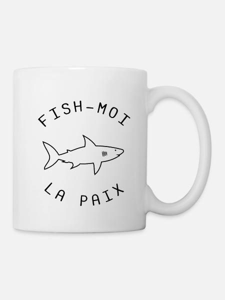 Fish moi la paix cadeau anniversaire humour requin - Mug blanc - blanc