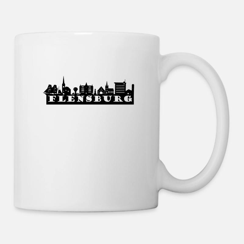 Flensburg + Skyline - Tasse - Weiß