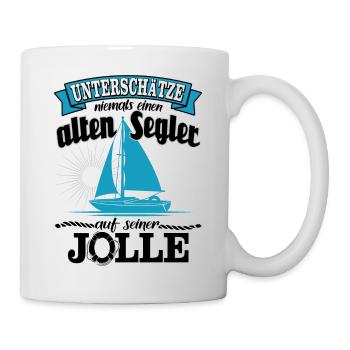 Segelboot Jolle Segler Segeln Spruch unterschaetze - Tasse - Weiß - Rechts