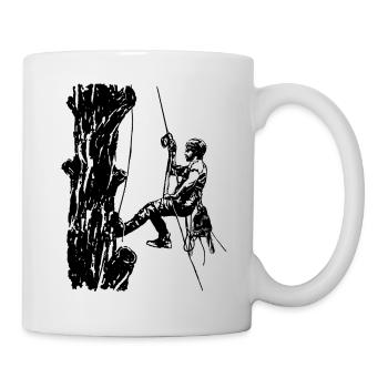 Arborist tree climber on oak (monochrome) - Mug - white - Right