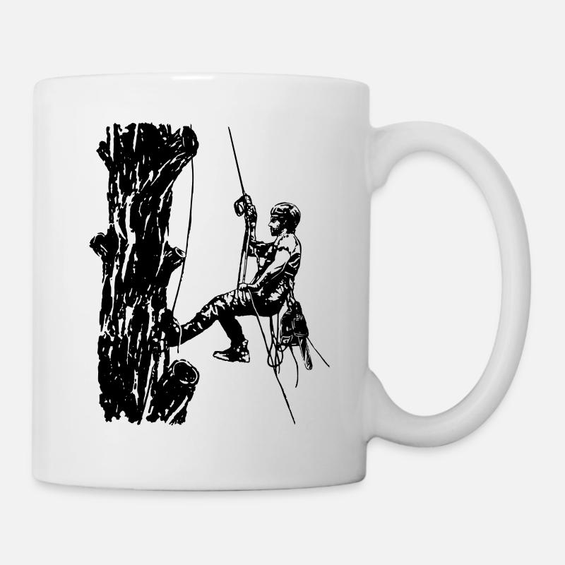 Arborist tree climber on oak (monochrome) - Mug - white