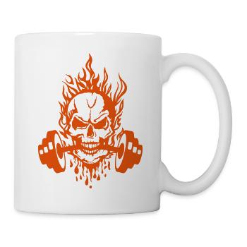 halter bodybuilding head dead flame blood drop - Mug - white - Right