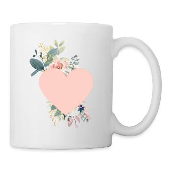 Personalisierbar Herz Blumen - Tasse - Weiß - Rechts
