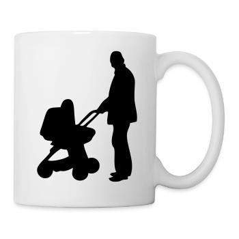 Papa Kinderwagen Silhouette - Tasse - Weiß - Rechts