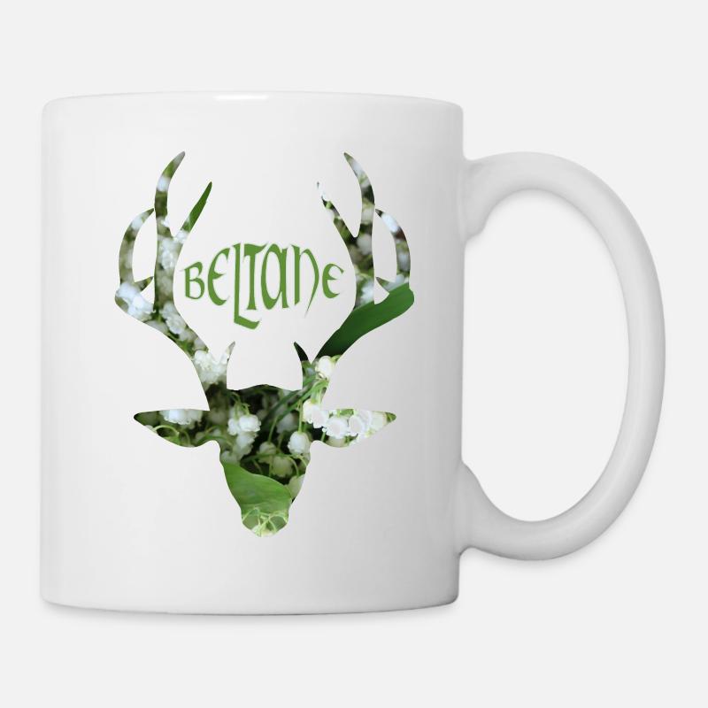 beltane tête de cerf muguet - Mug blanc - blanc