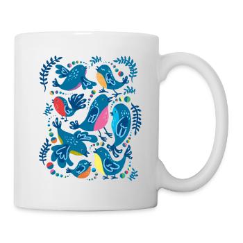 Blaue Vögel - Tasse - Weiß - Rechts