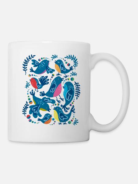 Oiseaux bleus - Mug blanc - blanc