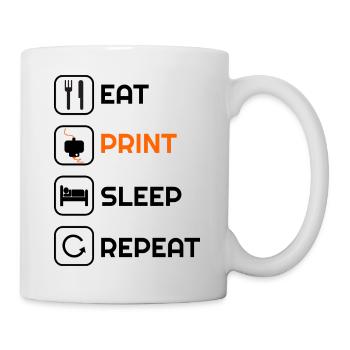 3d printer tshirt funny eat print sleep repeat - Mug - white - Right