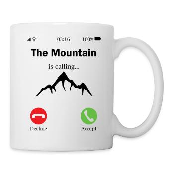 Berg ruft Mountain calling Berge Wandern Telefon - Tasse - Weiß - Rechts