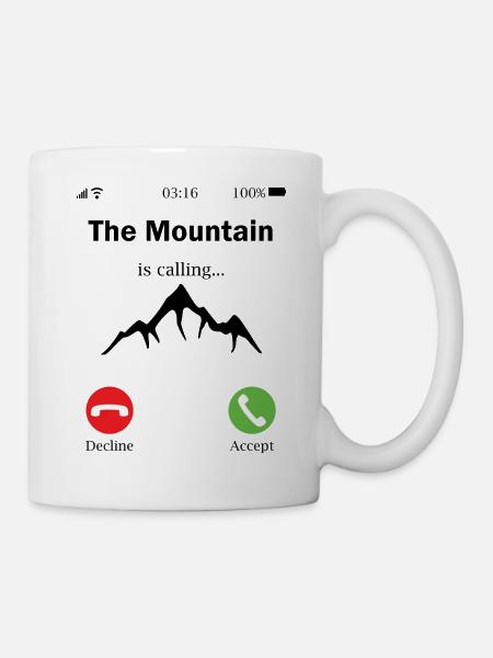 Montagne appelle montagne appelle montagne randonnée téléphone - Mug blanc - blanc