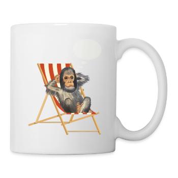 Affe Traum Urlaub Liegestuhl - Tasse - Weiß - Rechts