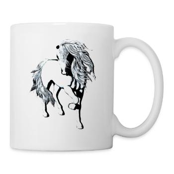 Cheval blanc sur fond transparent - Mug blanc - blanc - Droite