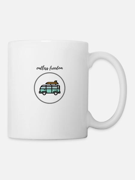 Liberté infinie, camping, surfing, van - Mug blanc - blanc