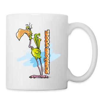 Schräger Vogel T-Shirt Tee Comic Cartoon - Tasse - Weiß - Rechts