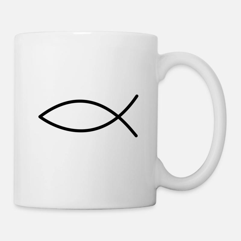 Symbole poisson Jésus - Symbole chrétien Ichthys - Mug blanc - blanc