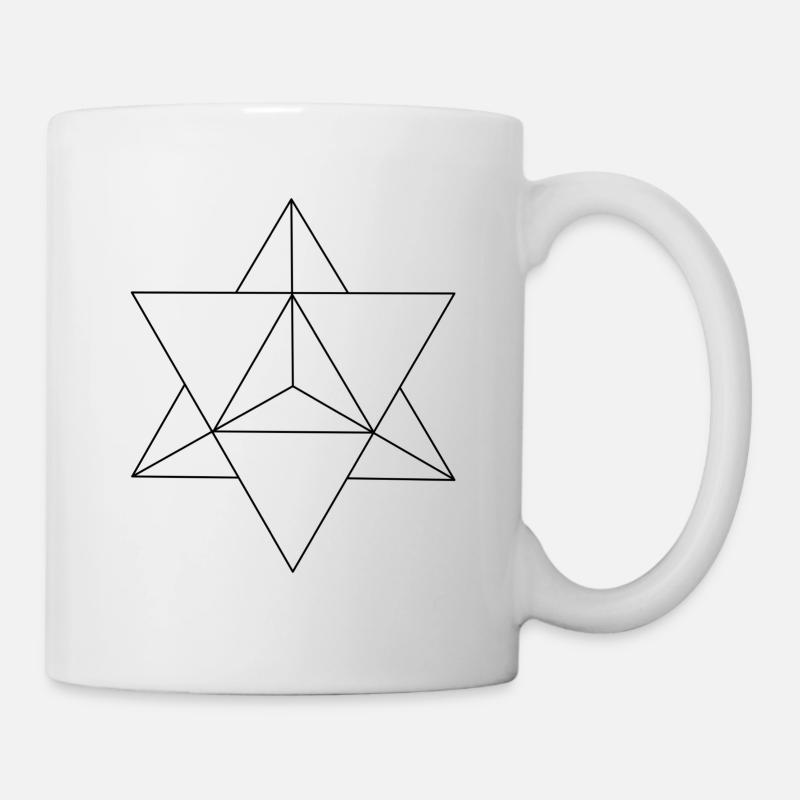 Symbole de la géométrie sacrée du tétraèdre étoile Merkaba - Mug blanc - blanc
