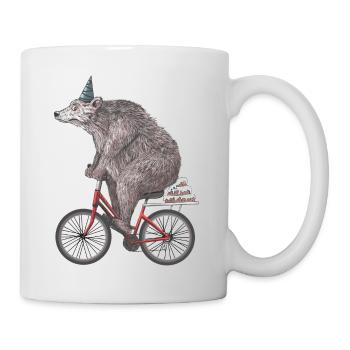 daddy bear riding a birthday day - Mug - white - Right