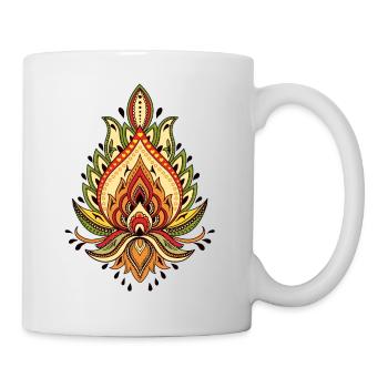 Grünes und gelbes Mandala - Tasse - Weiß - Rechts