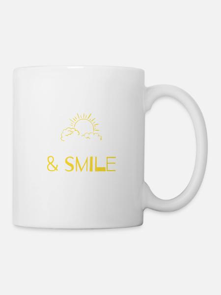 LOOK UP & SMILIE with sun and clouds - Mug - white