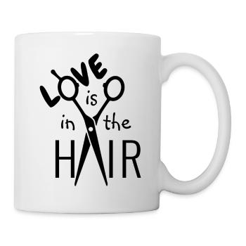 L'AMOUR EST DANS LES CHEVEUX - COIFFEUR - COIFFEUR - COIFFEUR - Mug blanc - blanc - Droite