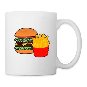 Burger - drawing - french fries - Mug - white - Right