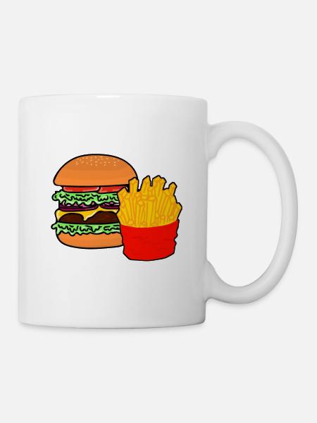 Burger - dessin - frites - Mug blanc - blanc