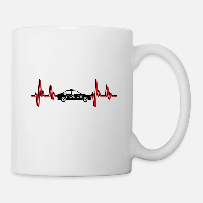 Polizei / EKG / Herzschlag - Tasse - Weiß