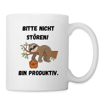 Faultier - Bitte nicht stören, bin produktiv - Tasse - Weiß - Rechts