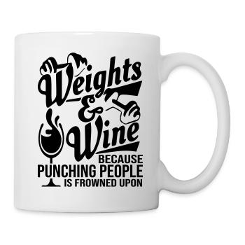 Chemises de gymnastique drôles pour les poids et le vin des gars - Mug blanc - blanc - Droite