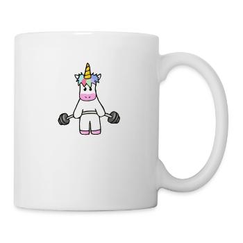 Unicorn with a dumbbell - Mug - white - Right