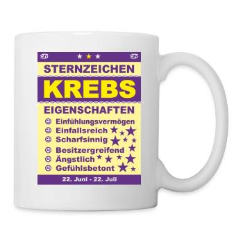 Sternzeichen Krebs - Tasse - Weiß - Rechts
