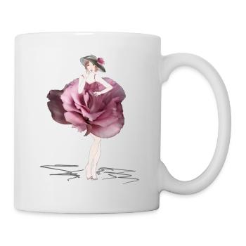 Femme de fleurs en rose rose - Mug blanc - blanc - Droite