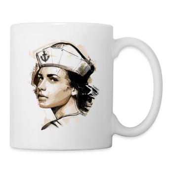 Matrosin gezeichnet - Tasse - Weiß - Rechts