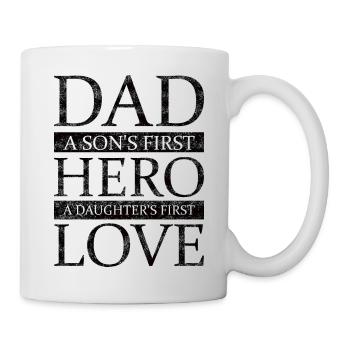 Papa hero love noir - Mug blanc - blanc - Droite